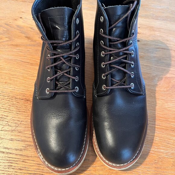 Red Wing 3450 Rare black leather 6 inch round toe short lace-up boot (8) - Picture 1 of 8